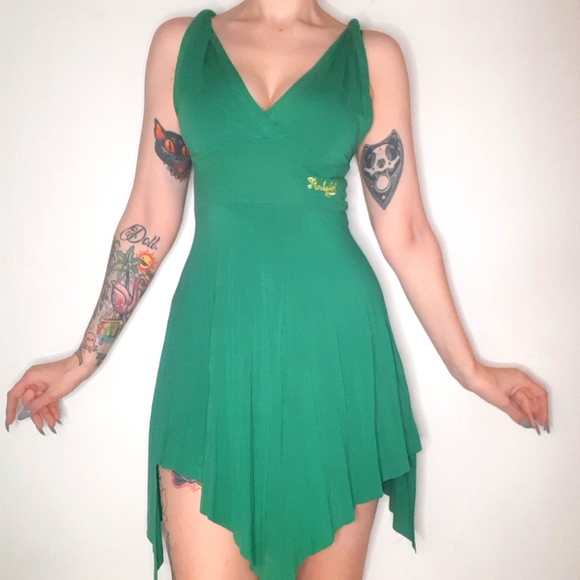 Punkyfish Dresses & Skirts - Vintage Punky Fish Handkerchief Green Fairy Dress.